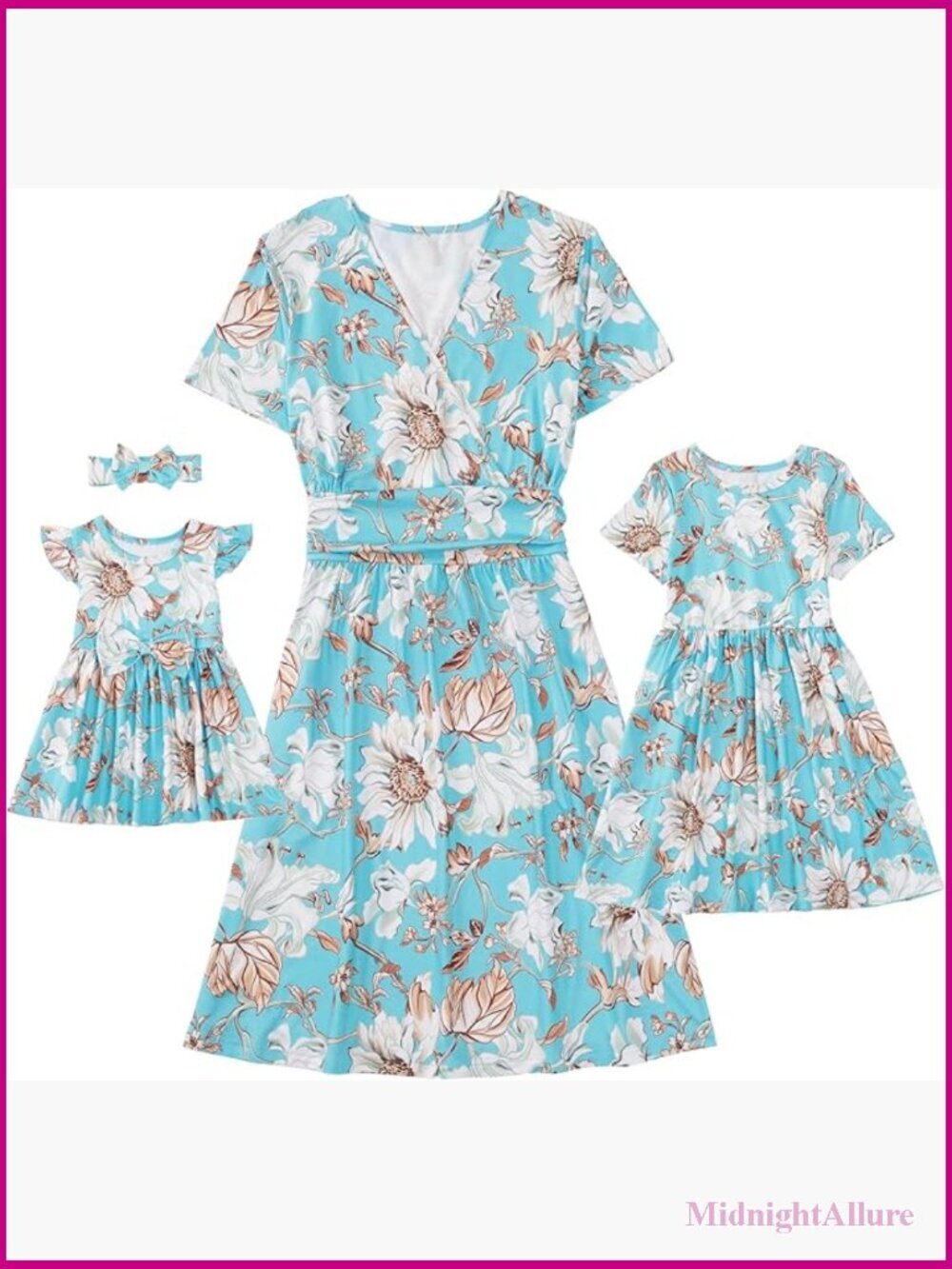 Mother Daughter Floral Midi Dress Matching Set with Pockets